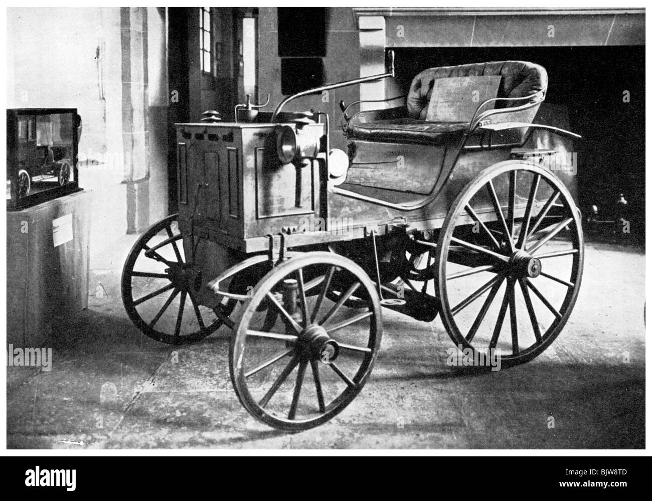 Panhard and Levassor's petrol driven motor car, 1892 (1956). Artist: Unknown Stock Photo