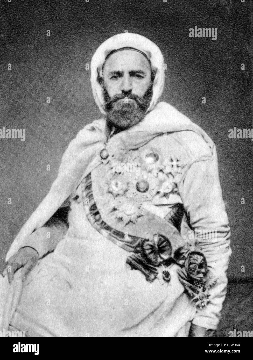 Abd al-Qadir, Algerian Sufi and political and military leader, 1875. Artist: Unknown Stock Photo