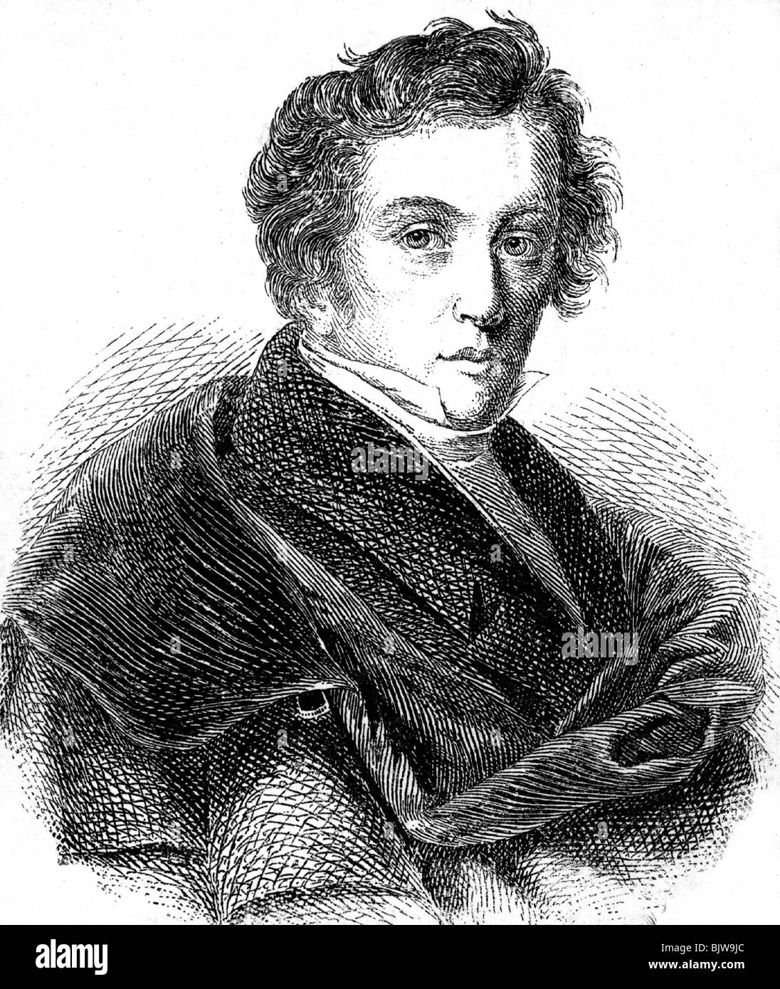 Müller, Wilhelm, 7.10.1794 - 30.9.1827, German author / writer (poet), portrait, wood engraving, circa 1800, Stock Photo