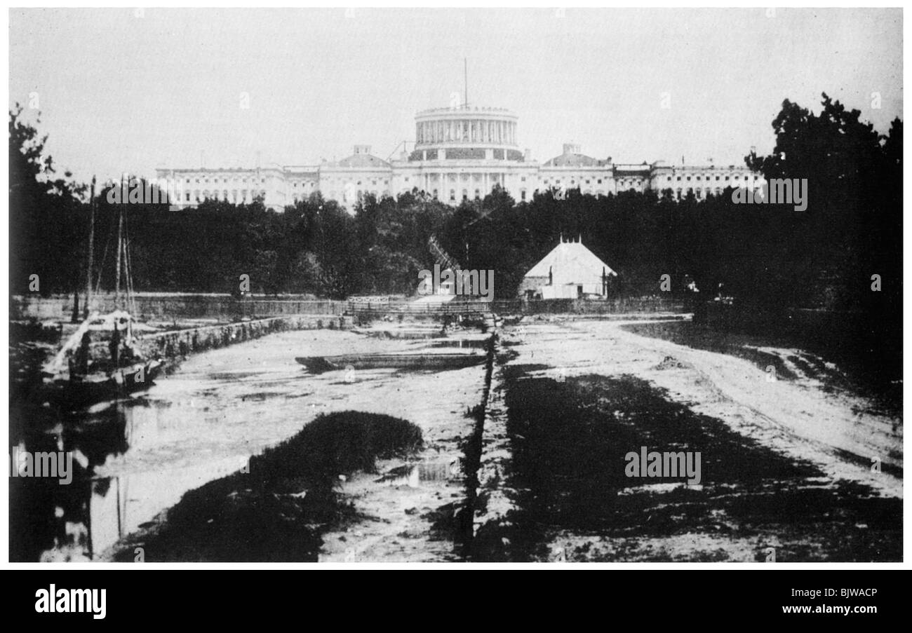 The Capitol without its dome, Washington DC, USA, c1858 (1955). Artist: Unknown Stock Photo