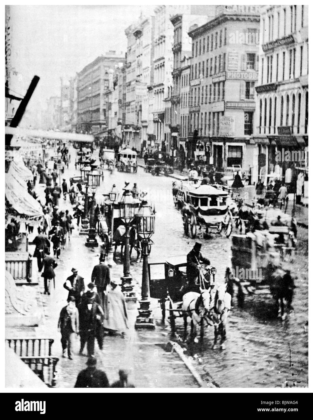 Broadway and Spring Street, New York City, USA, 1867 (1955). Artist: Unknown Stock Photo