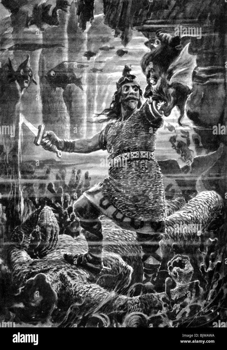 literature, nordic saga, "Beowulf", Old English heroic epic from 8th