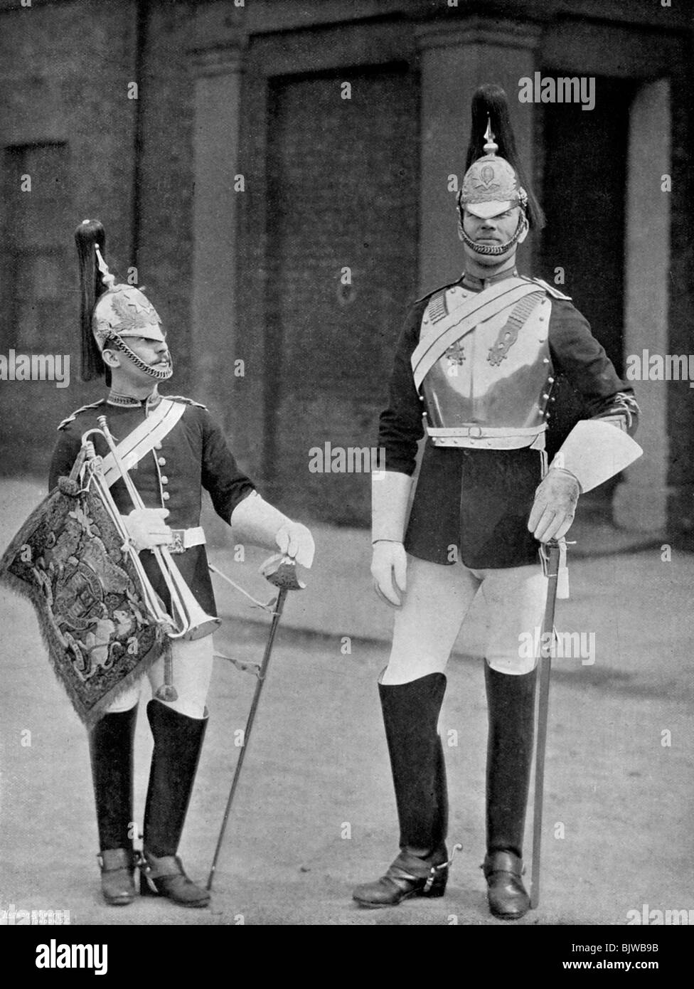 A trooper and trumpeter of the Royal Horse Guards, 1896.Artist: Gregory & Co Stock Photo