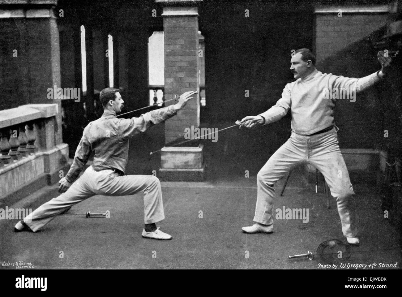 The fencing masters of the 1st Life Guards, 1896. Artist: W Gregory Stock Photo