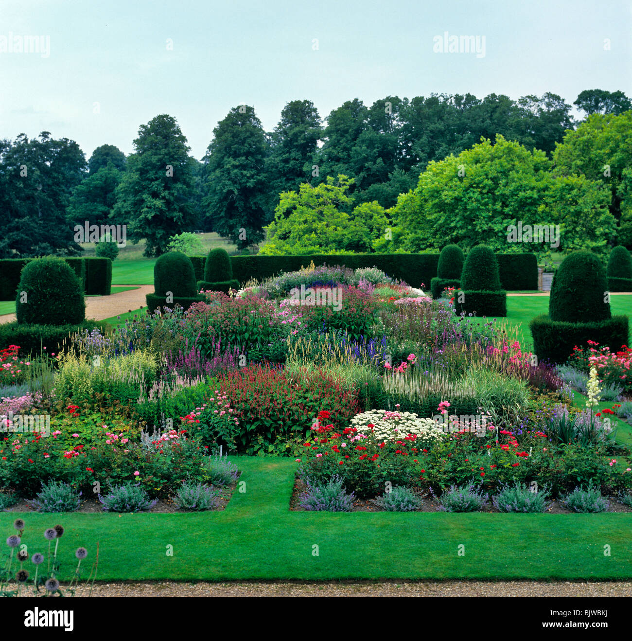 The traditional formal parterre at Blickling Hall garden in Norfolk Stock Photo