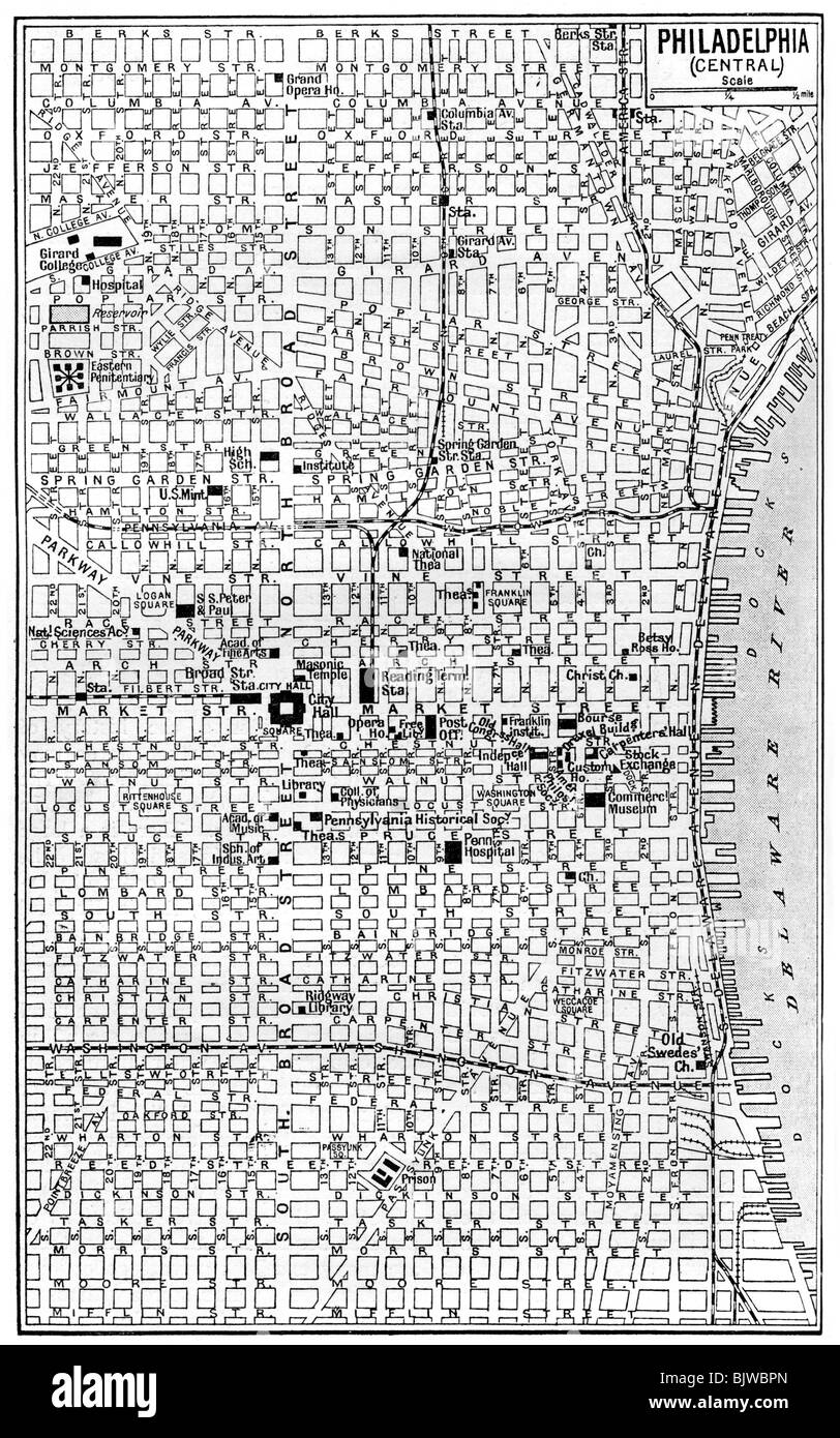 Map of central Philadelphia, Pennsylvania, USA, c1930s. Artist Unknown