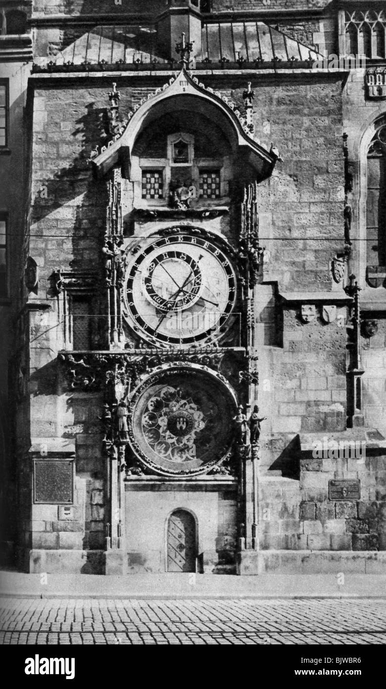 The Prague Astronomical Clock, Czechoslovakia, c1930s Artist: Unknown Stock Photo