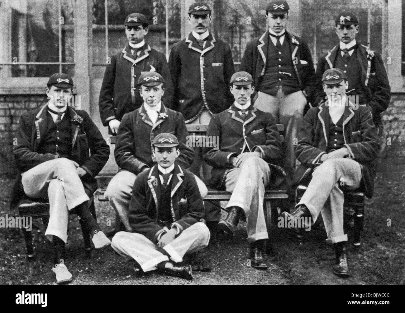 Rowing the boat race oxford university crew Black and White Stock