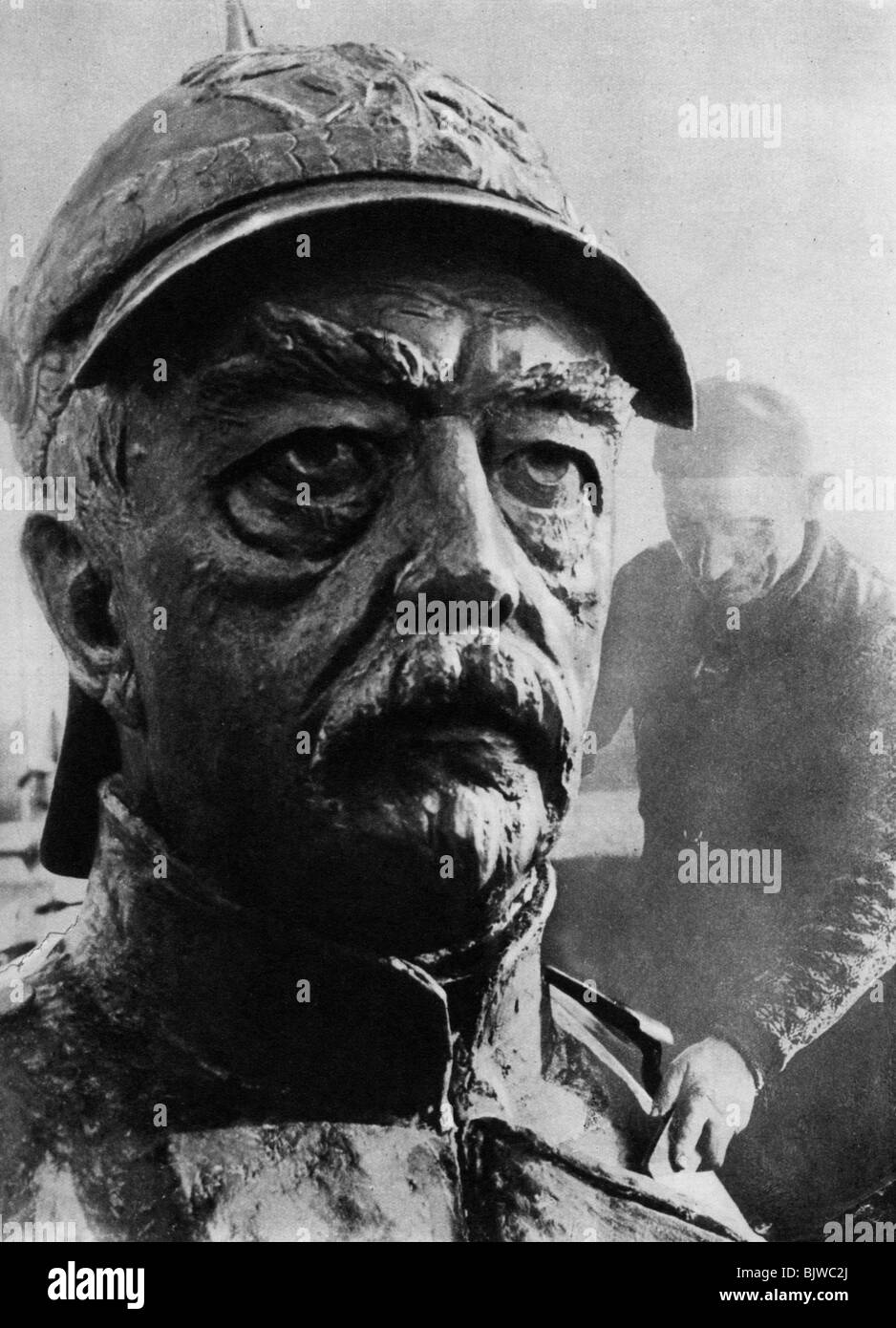 Sculpture of Otto von Bismarck, 19th century Prussian statesman, 1937.Artist: Wide World Photos Stock Photo