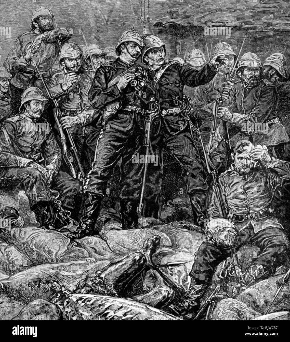 Battle of Rorke's Drift, Natal, Zulu War, 1879 (1951). Artist: Unknown Stock Photo