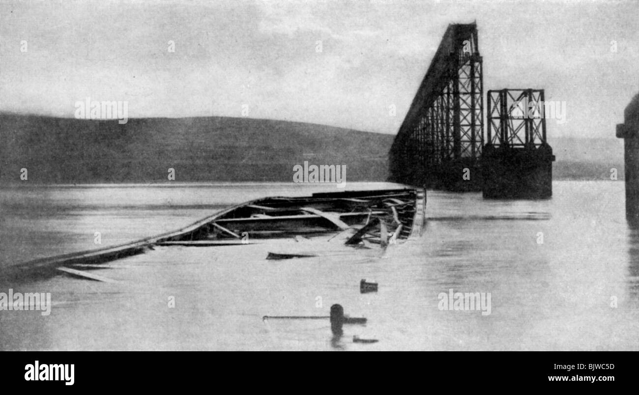The Tay Bridge disaster, Scotland, 28th December 1879 (1951). Artist: Unknown Stock Photo