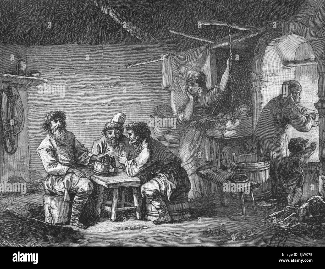 Geography Travel Russia Peasants serfs In Her Lodging Wood 