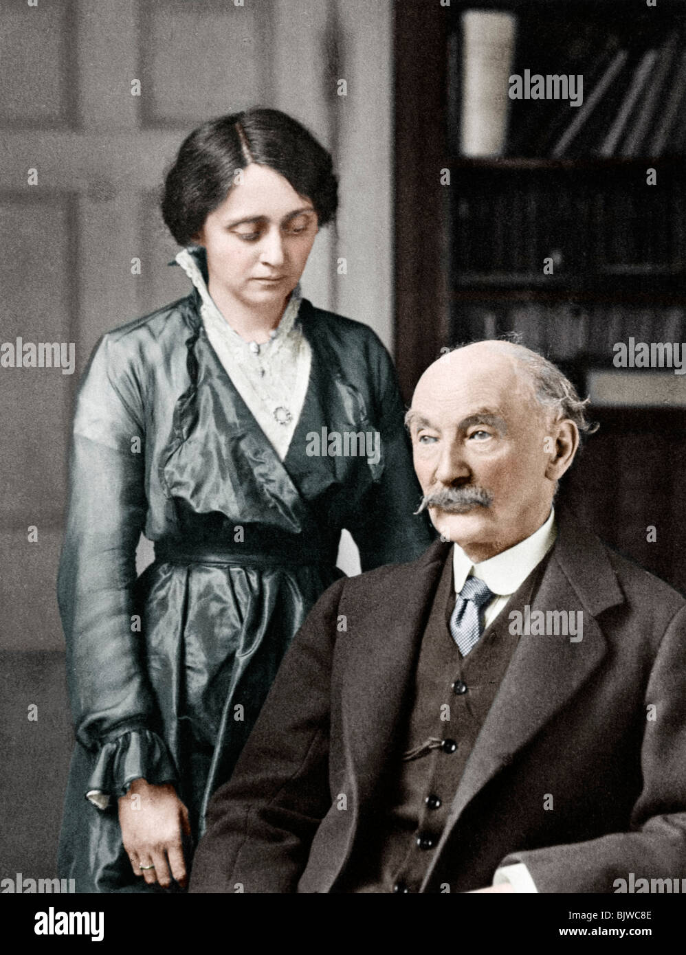 Thomas Hardy, English poet, novelist and dramatist with his second wife, Florence, 1912-1928. Artist: Unknown Stock Photo