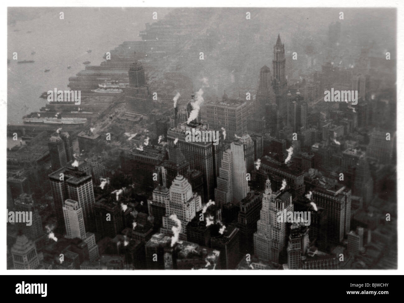 Aerial view of Manhattan, New York City, USA, from a Zeppelin, 1928 (1933). Artist: Unknown Stock Photo