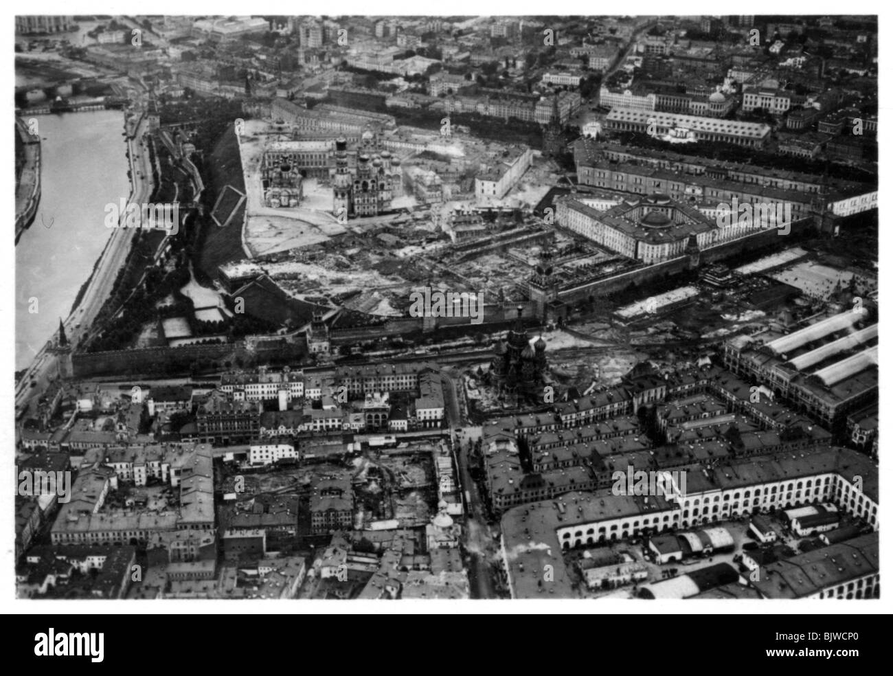 Aerial view of the Kremlin, Moscow, USSR, from a Zeppelin, 1930 (1933). Artist: Unknown Stock Photo