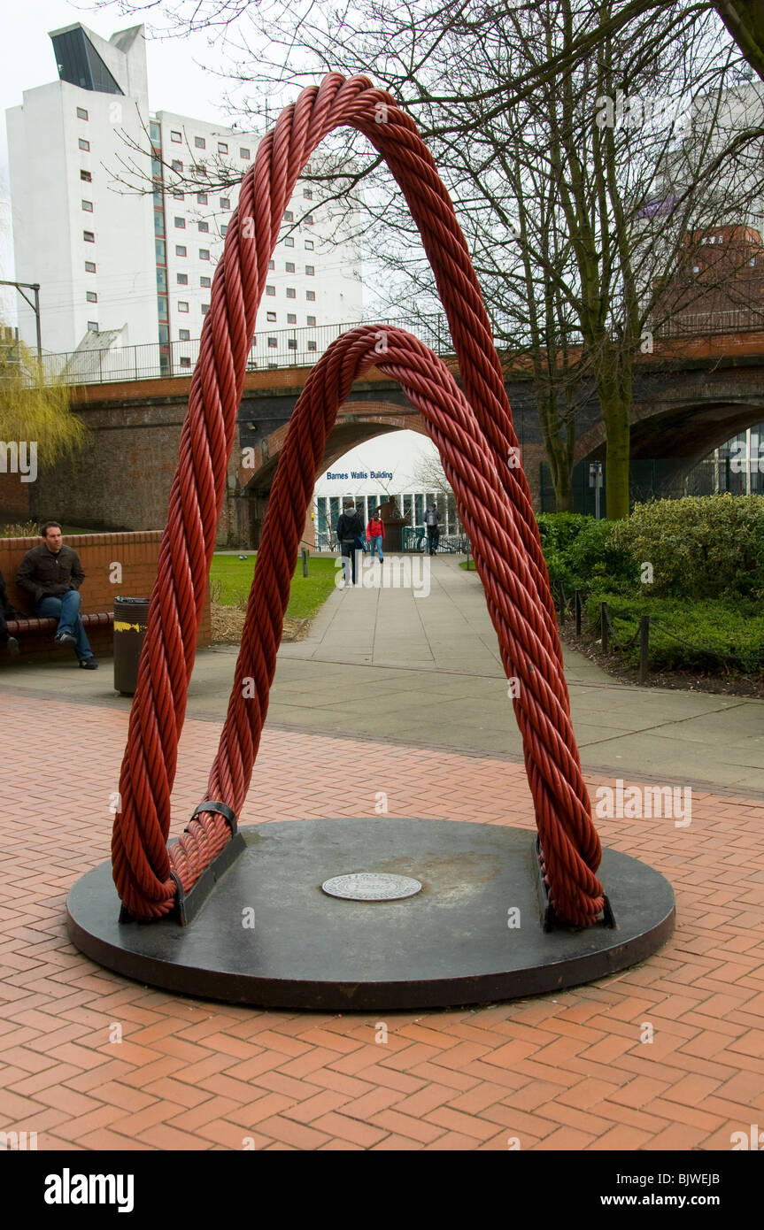 The Technology Arch, a sculpture by Axel Wolkenhauer.  UMIST campus, Manchester, England, UK Stock Photo