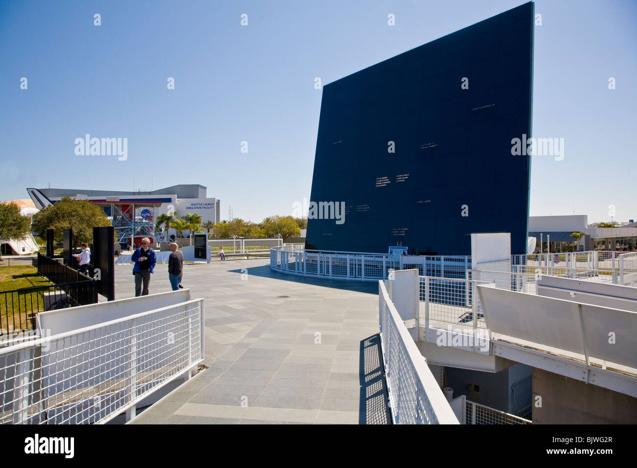 The Space Mirror Memorial or The Astronauts Memorial at Kennedy Space Center Visitor Complex in Florida Stock Photo