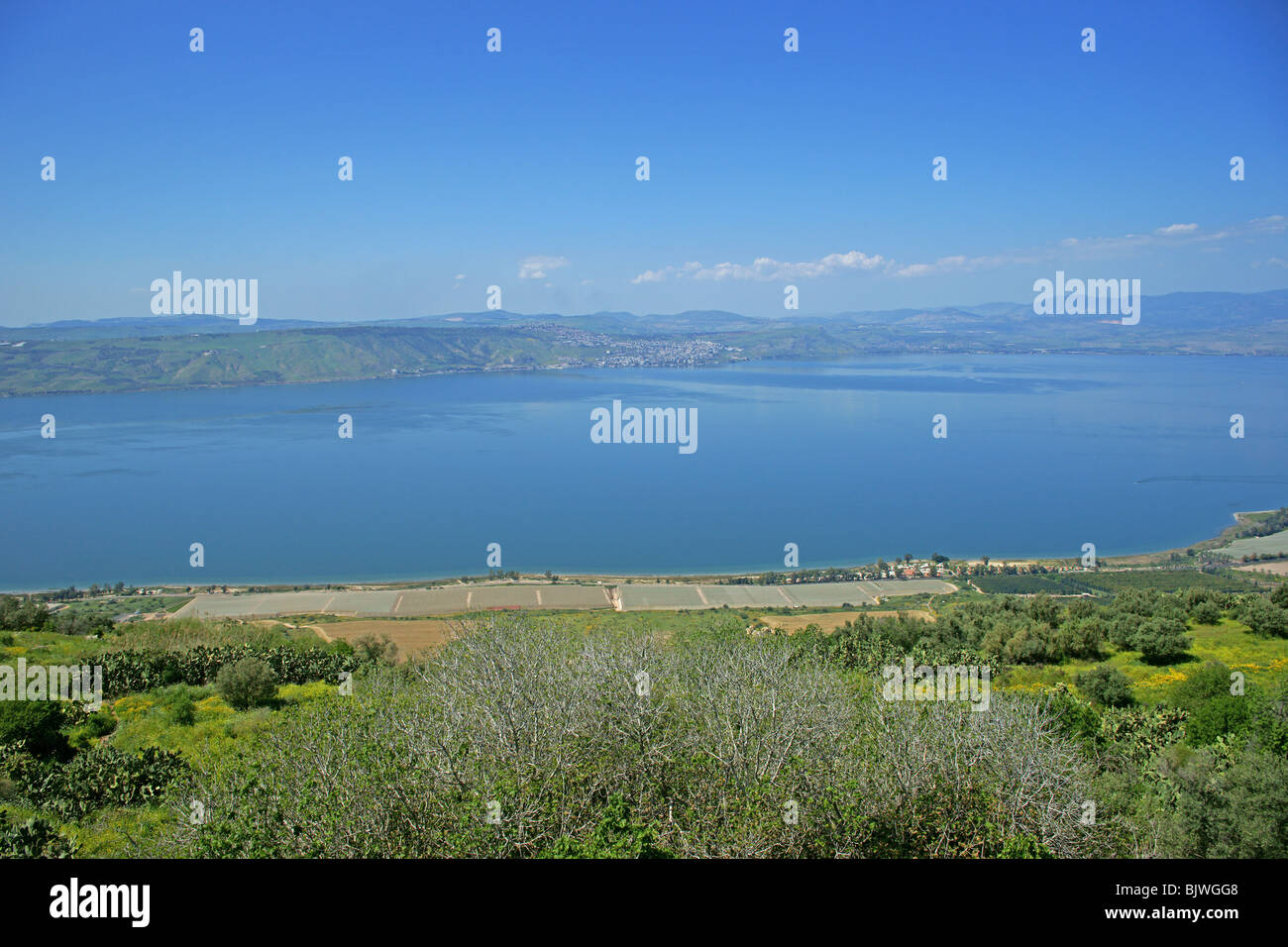 Sea of Galilee from above. Stock Photo