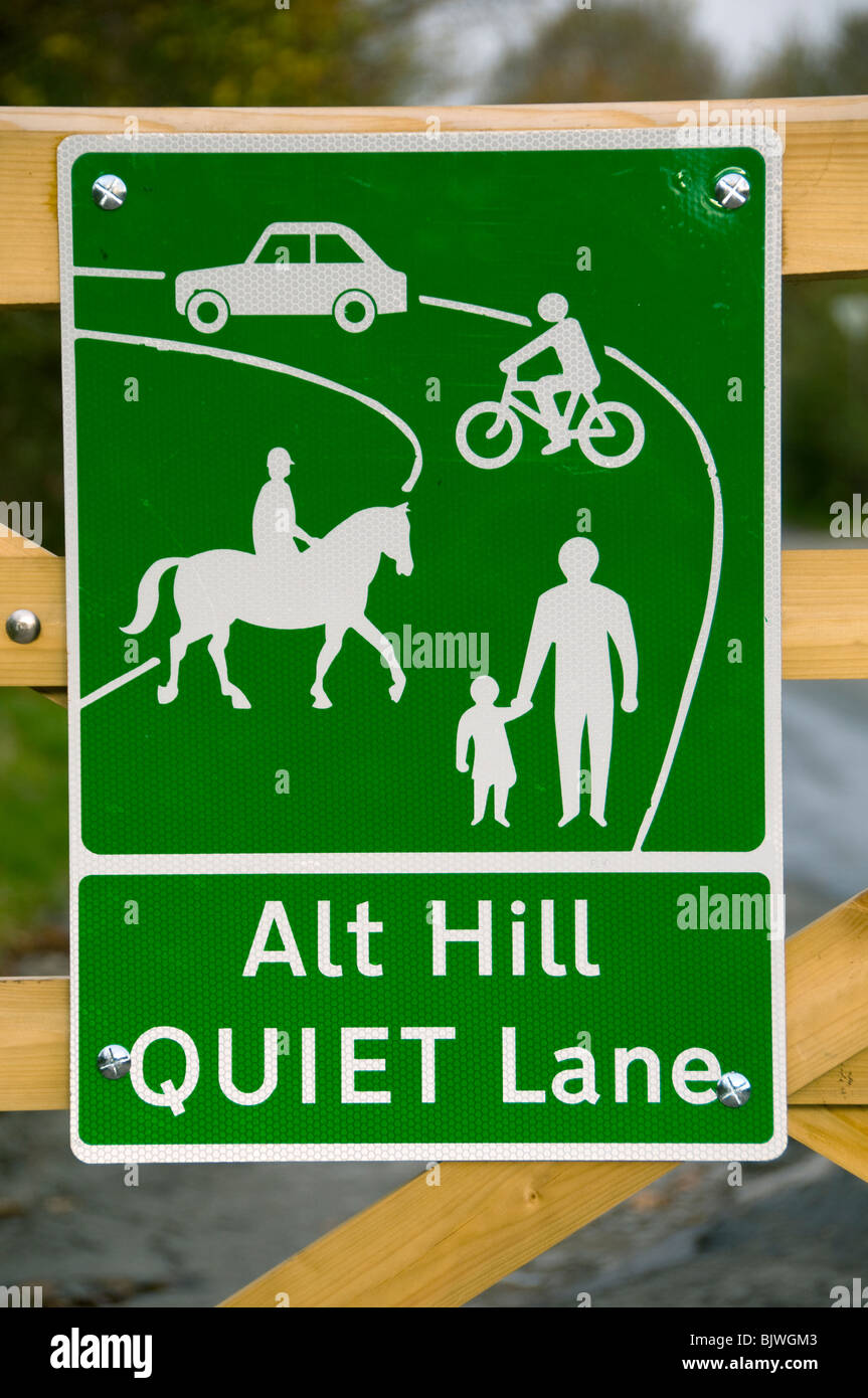 Quiet Lane sign, Daisy Nook Country Park, Failsworth, Manchester, England, UK Stock Photo