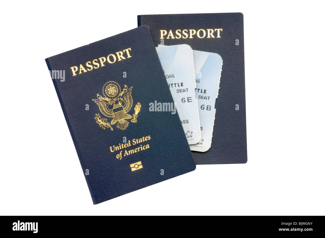 passports with airline tickets Stock Photo