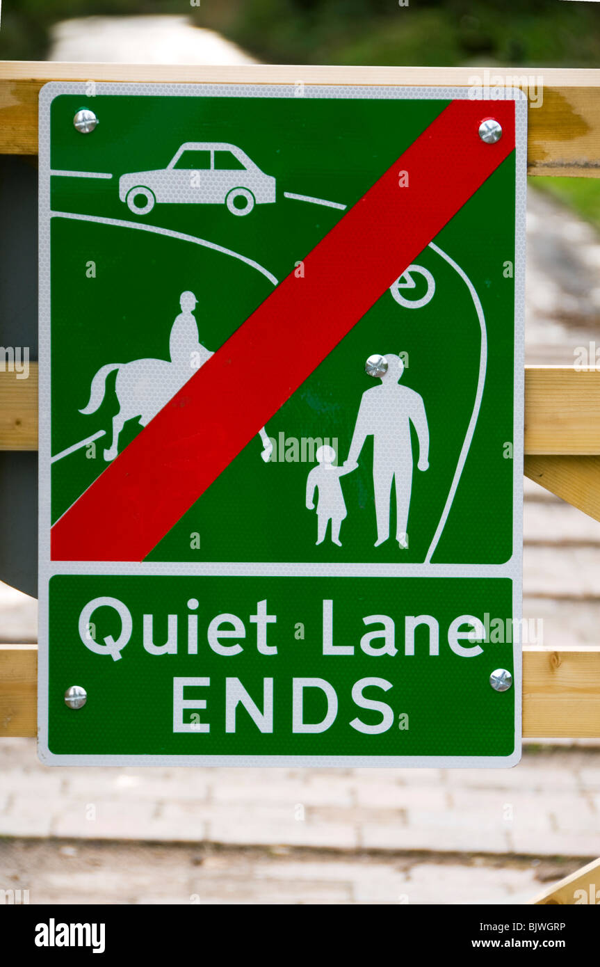 End of Quiet Lane sign, Daisy Nook Country Park, Failsworth, Manchester, England, UK Stock Photo