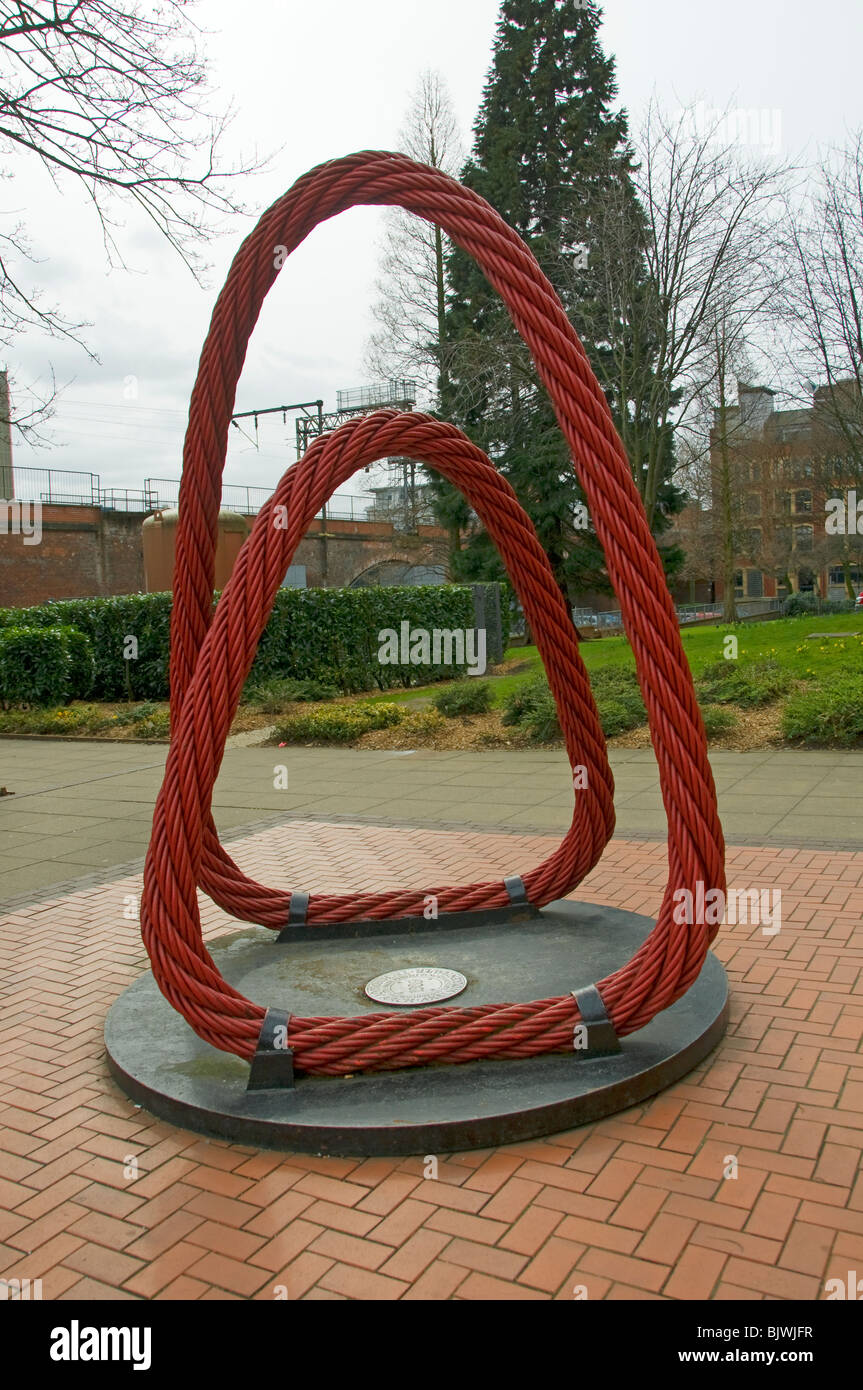 The Technology Arch, a sculpture by Axel Wolkenhauer.  UMIST campus, Manchester, England, UK Stock Photo