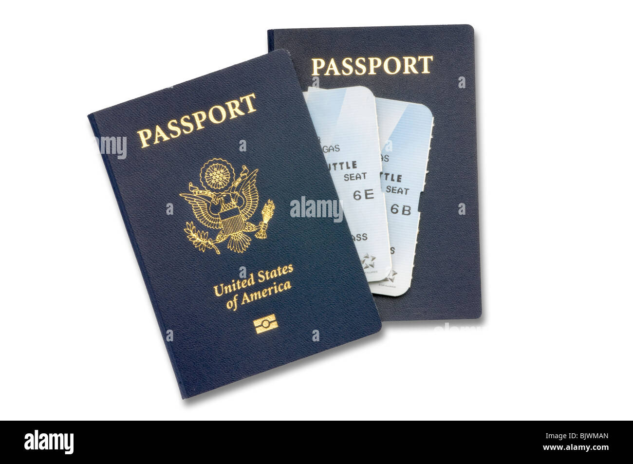 passports with airline tickets Stock Photo