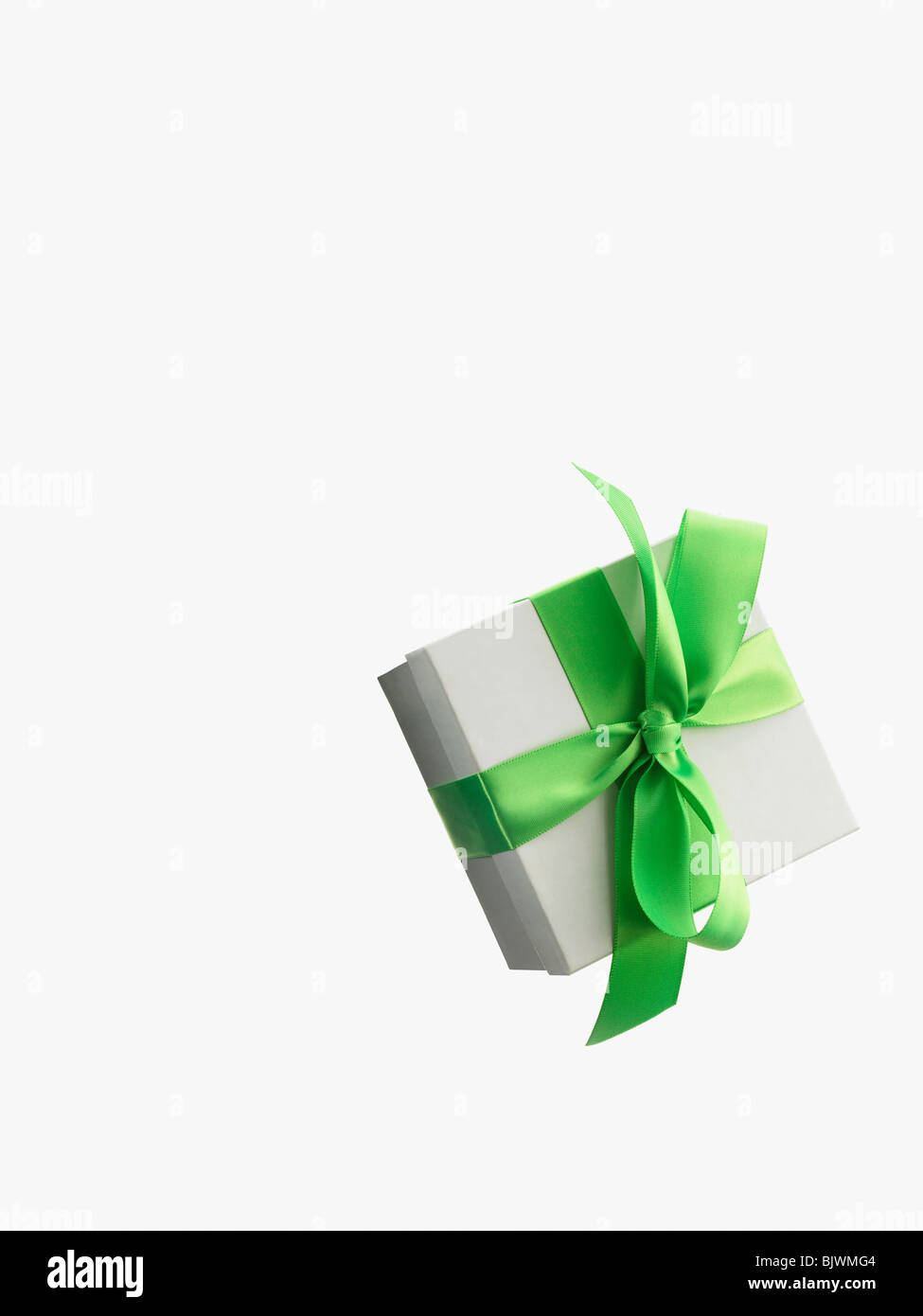 Gift and green ribbon Stock Photo