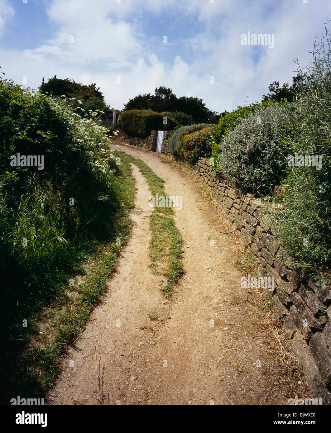 Path in rural village Stock Photo