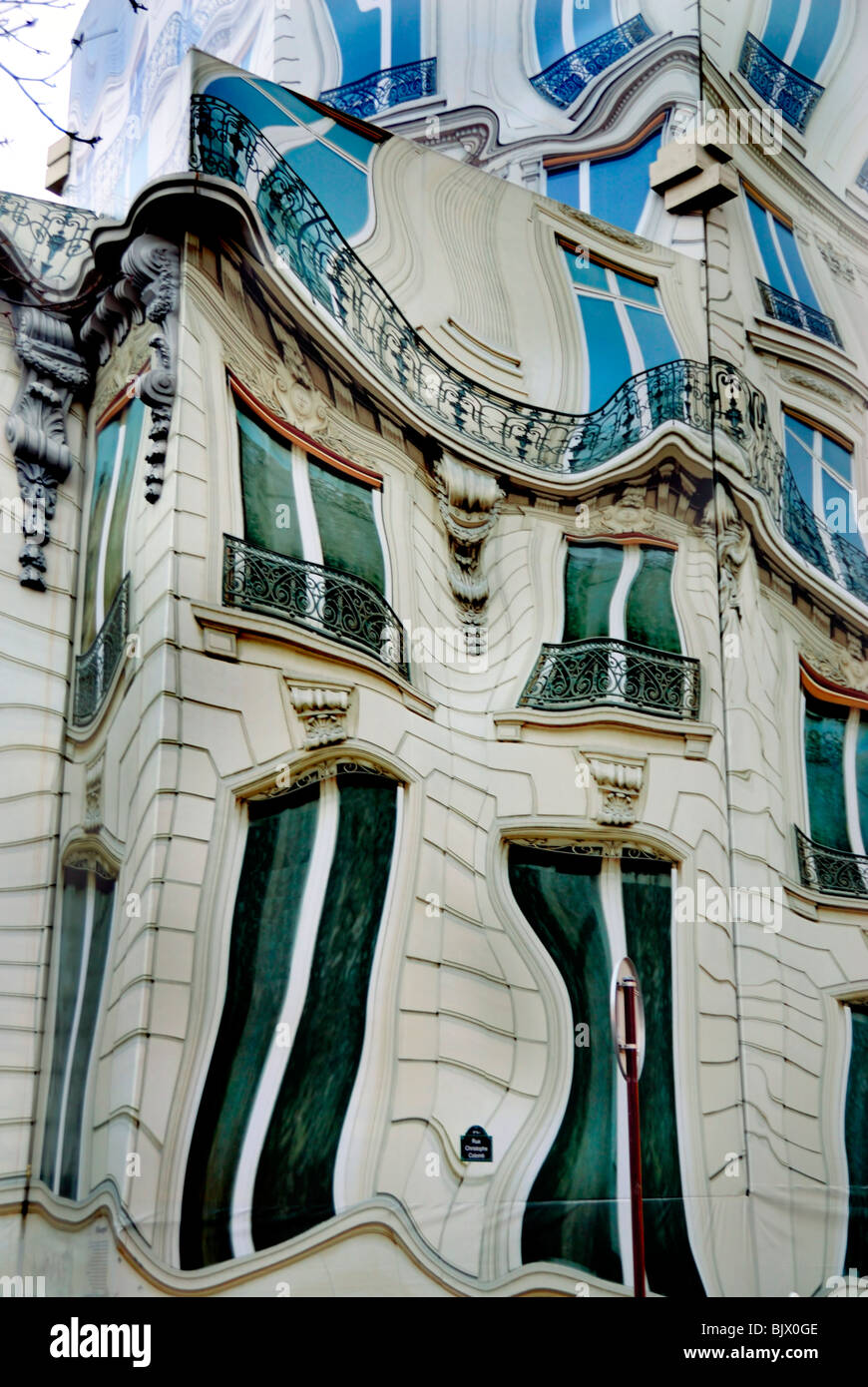 Paris, France, Surrealist Public Street Art on Bleecker Corp. Headquaters Building, Stock Photo