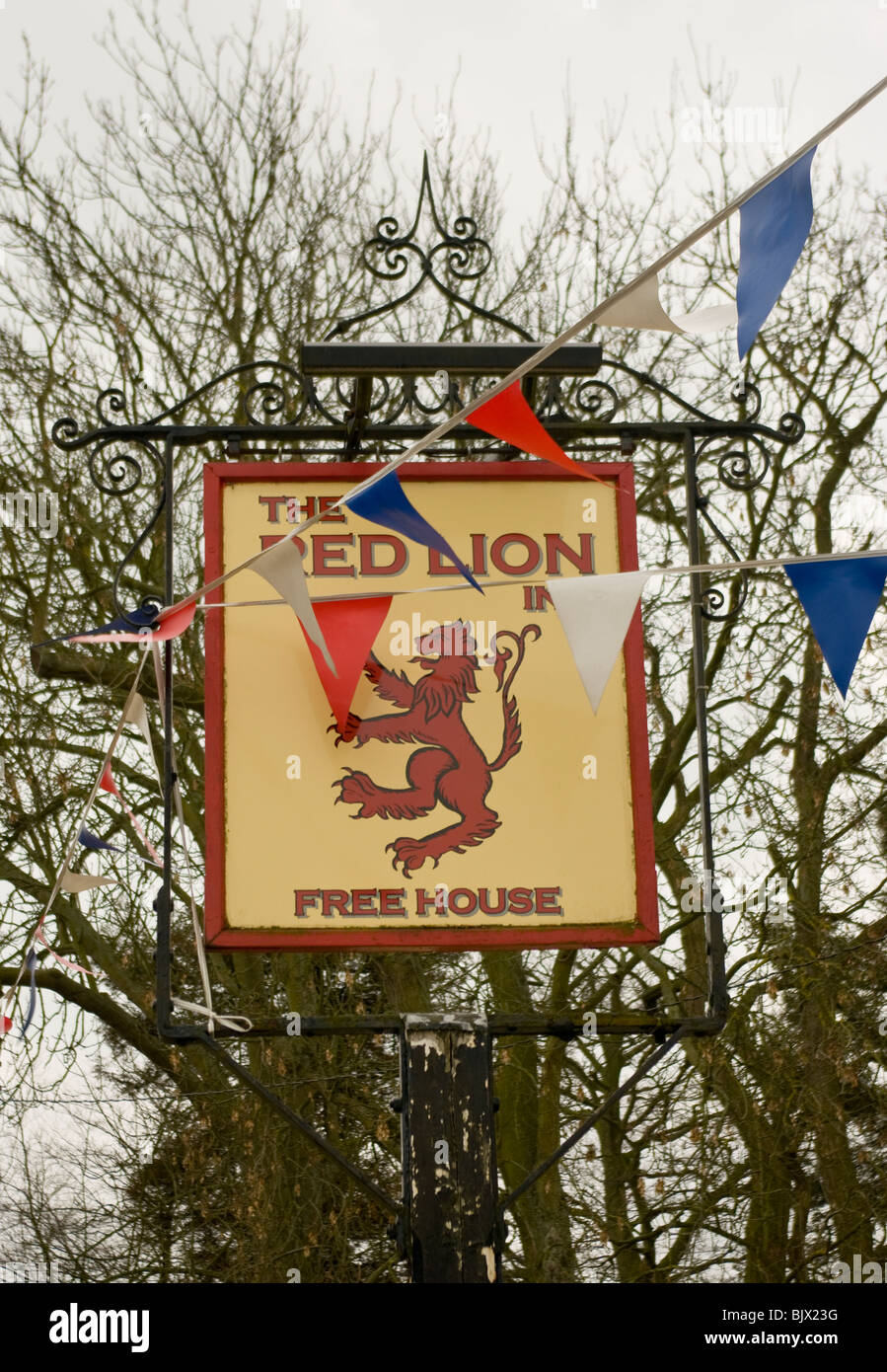 The Red Lion Public House Sign Bildeston Suffolk Stock Photo