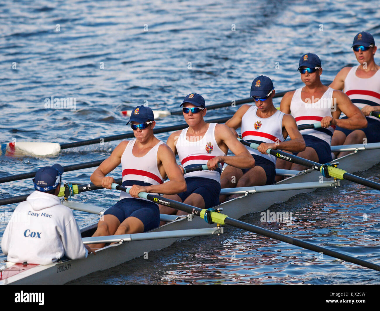 ROWERS ON THE RIVER YARRA  MELBOURNE VICTORIA  AUSTRALIA Stock Photo