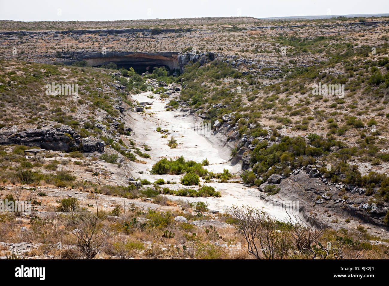 Seminole Canyon dry river bed and rock shelter Texas USA Stock Photo