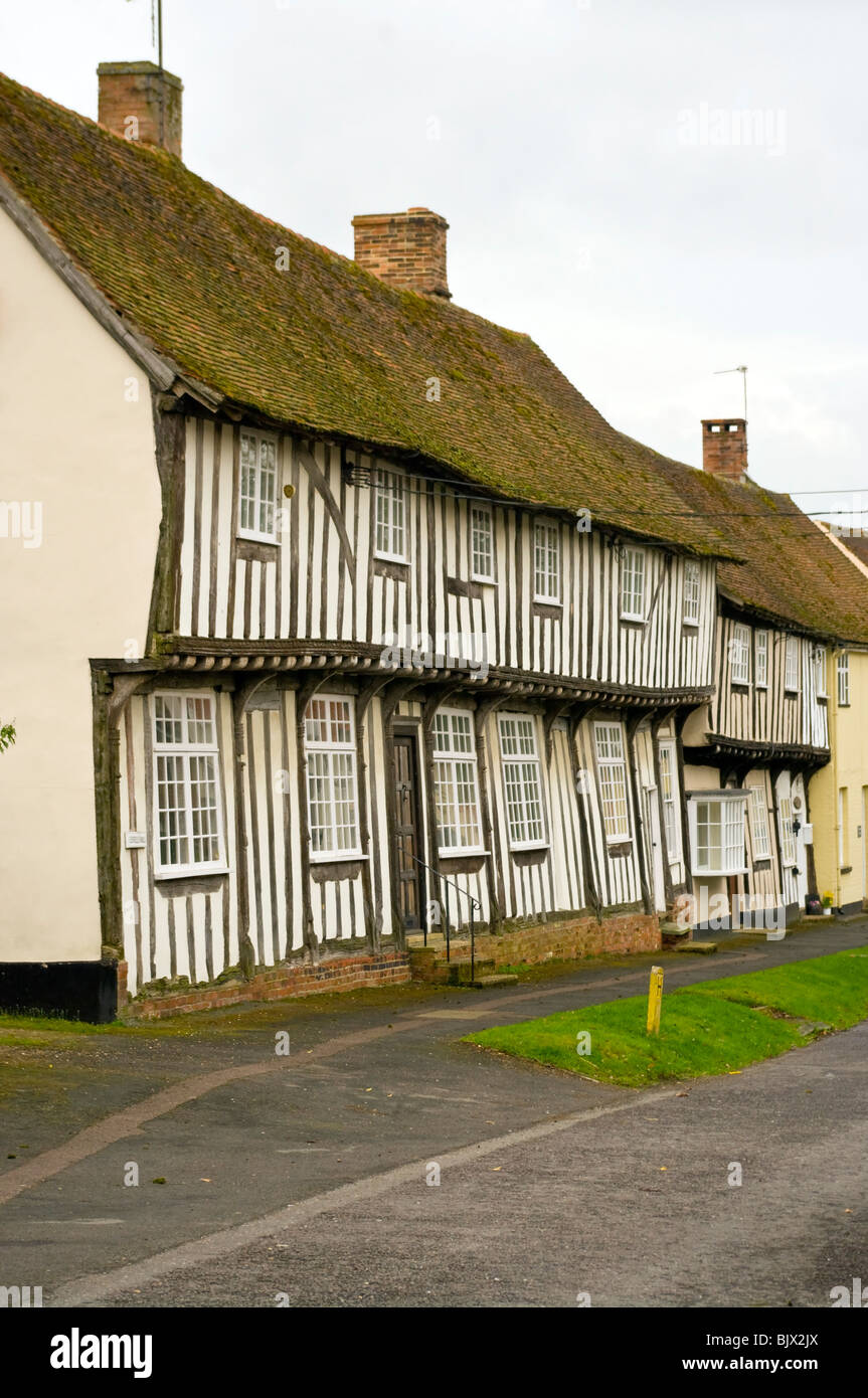 Timber Framed Tudor Houses Chapel Street Bildeston Suffolk Stock Photo