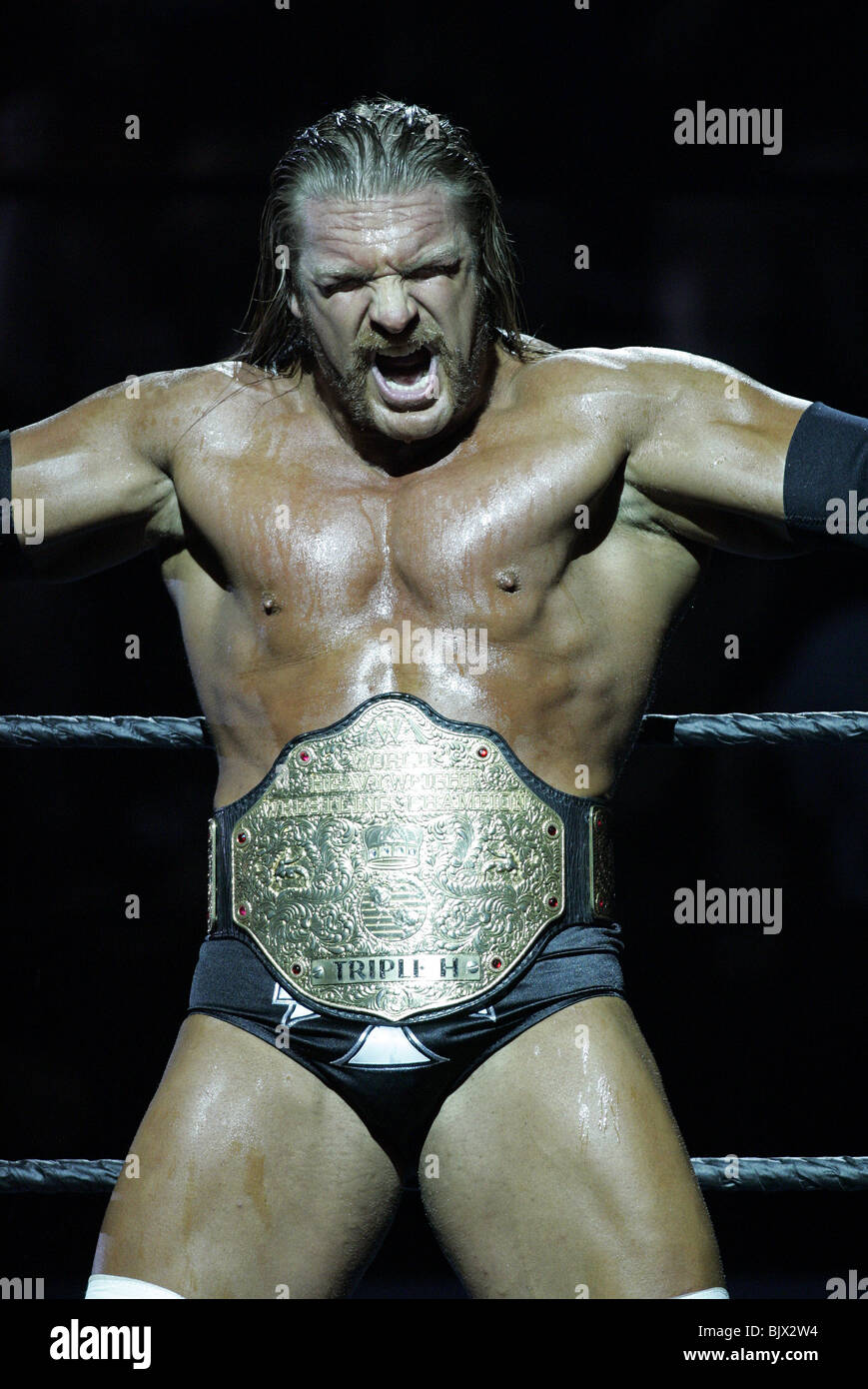 TRIPLE H WRESTLEMANIA 21 GOES HOLLYWOOD STAPLES CENTER LOS ANGELES USA 03 April 2005 Stock Photo