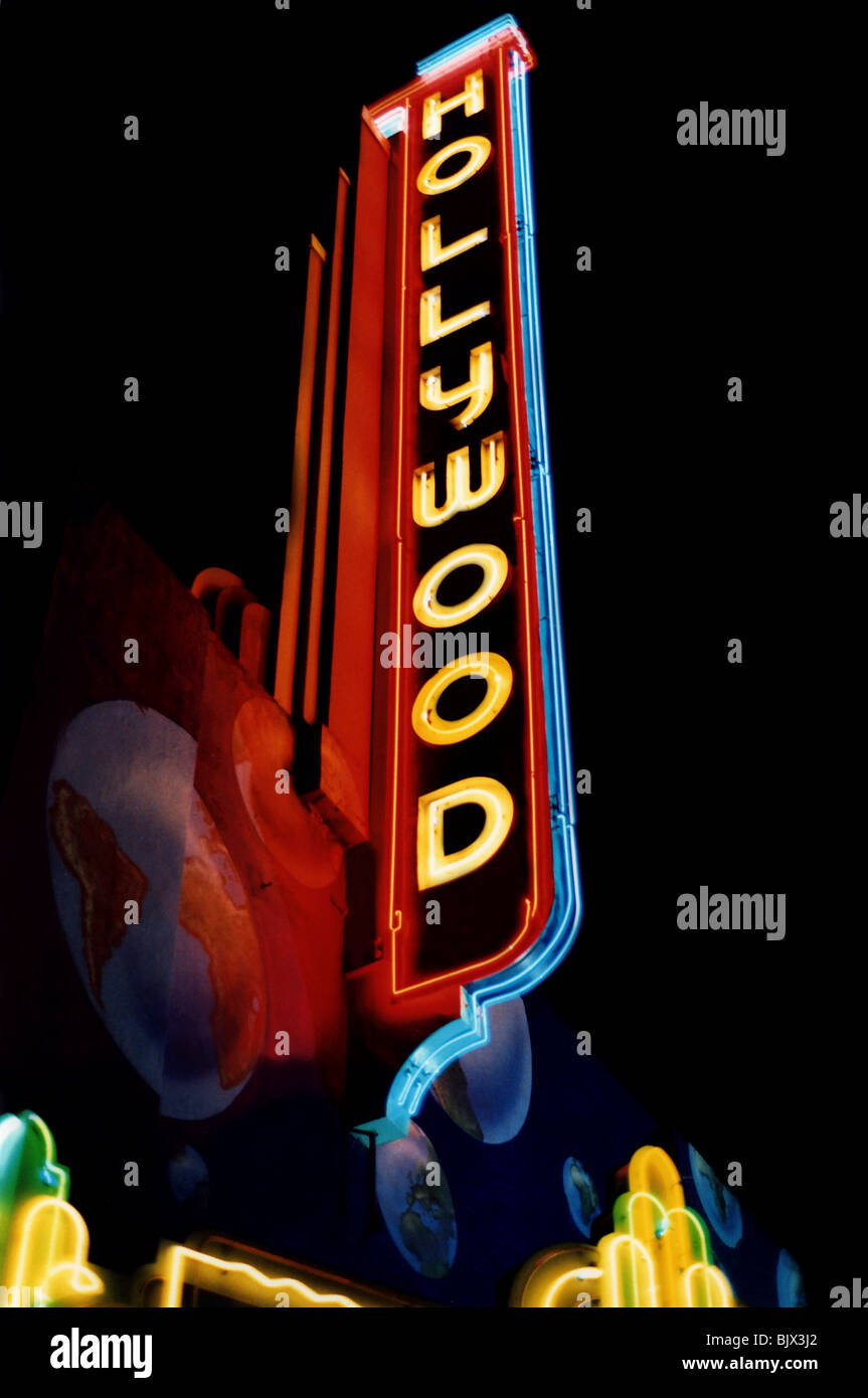 Neon Hollywood sign, Hollywood, California, USA Stock Photo Alamy