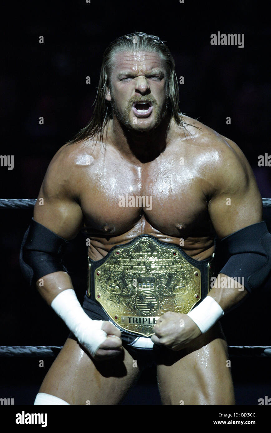 TRIPLE H WRESTLEMANIA 21 GOES HOLLYWOOD STAPLES CENTER LOS ANGELES USA 03 April 2005 Stock Photo