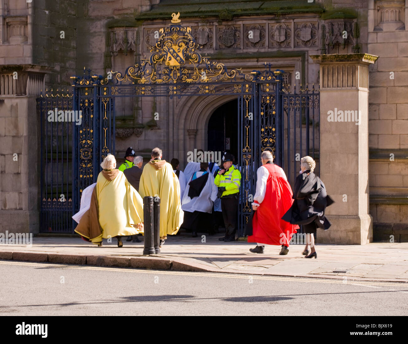 Members of the clergy enter Derby Cathedral for the start of Maundy ...