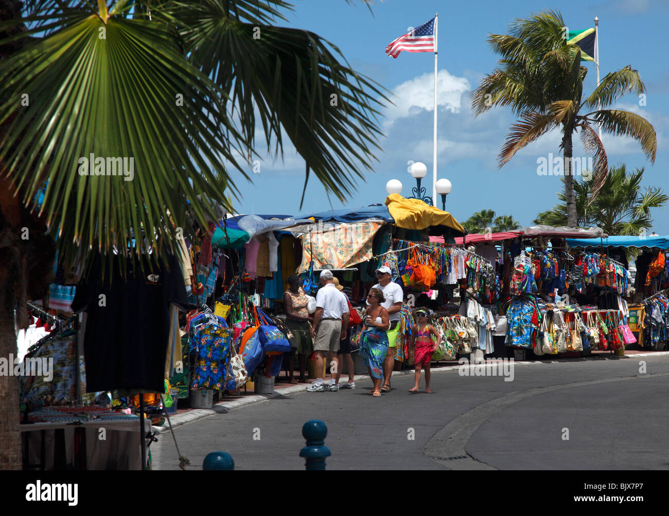 Colourful Market stalls in St.Martin, French Caribbean Stock Photo