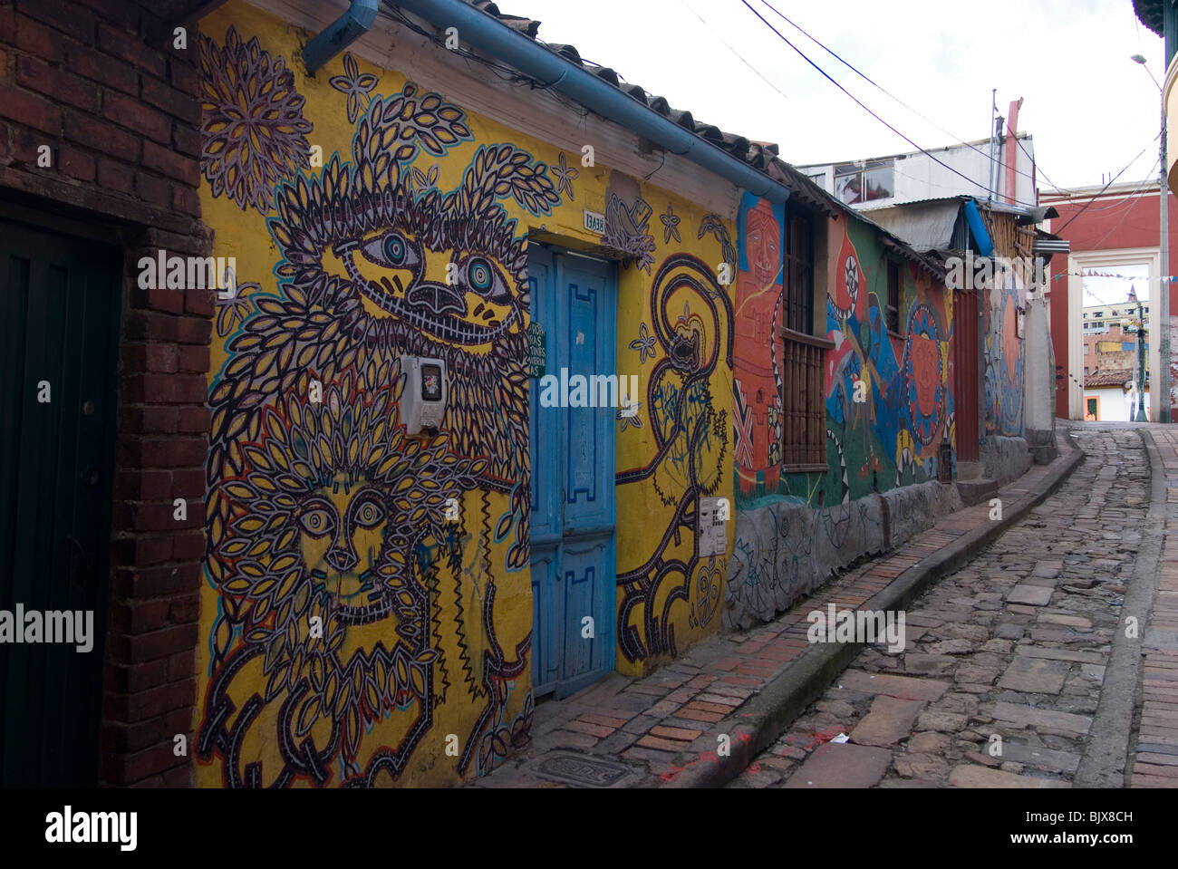 Wall paintings, Candelaria, old section of the city, Bogota, Colombia. Stock Photo