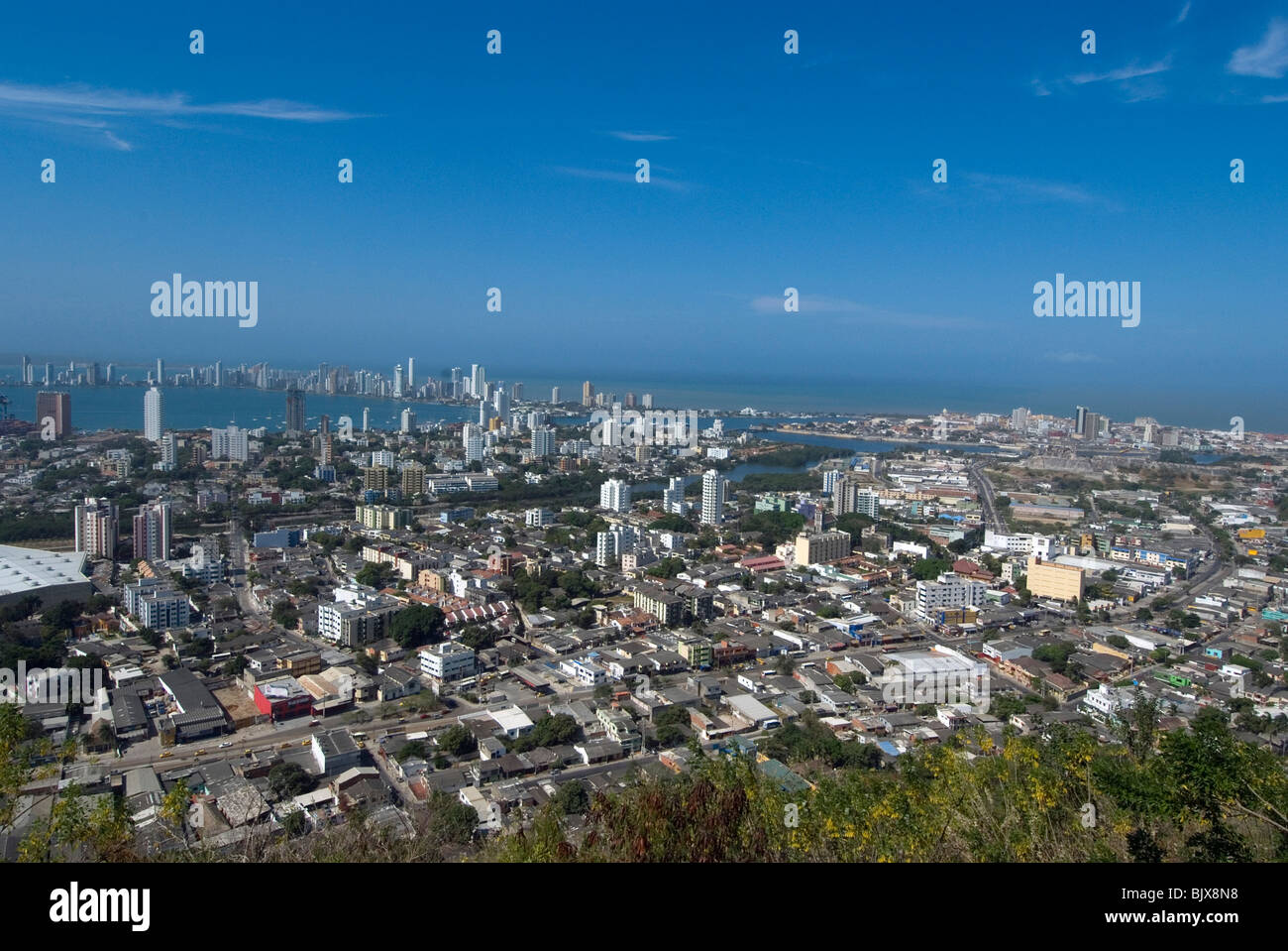 View over the city from Convento Santa Cruz La Popa, Cartagena, Colombia. Stock Photo