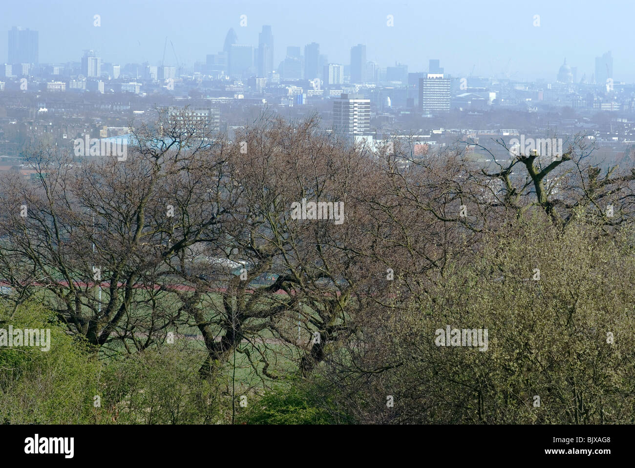 View over London from Parliament Hill, Hampstead Heath, London, England