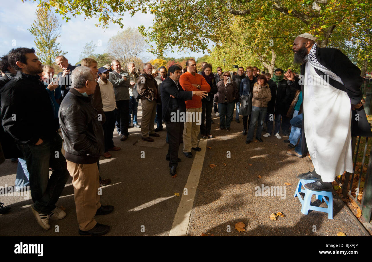 Islamic Black Muslim Preacher at Speaker's Speakers Corner Hyde Park