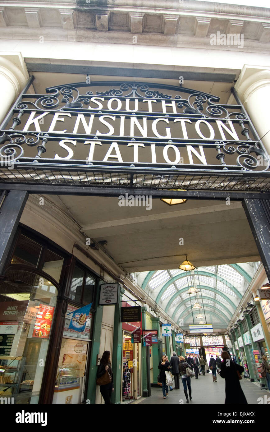 Entrance to South Kensington underground (tube), London, England Stock
