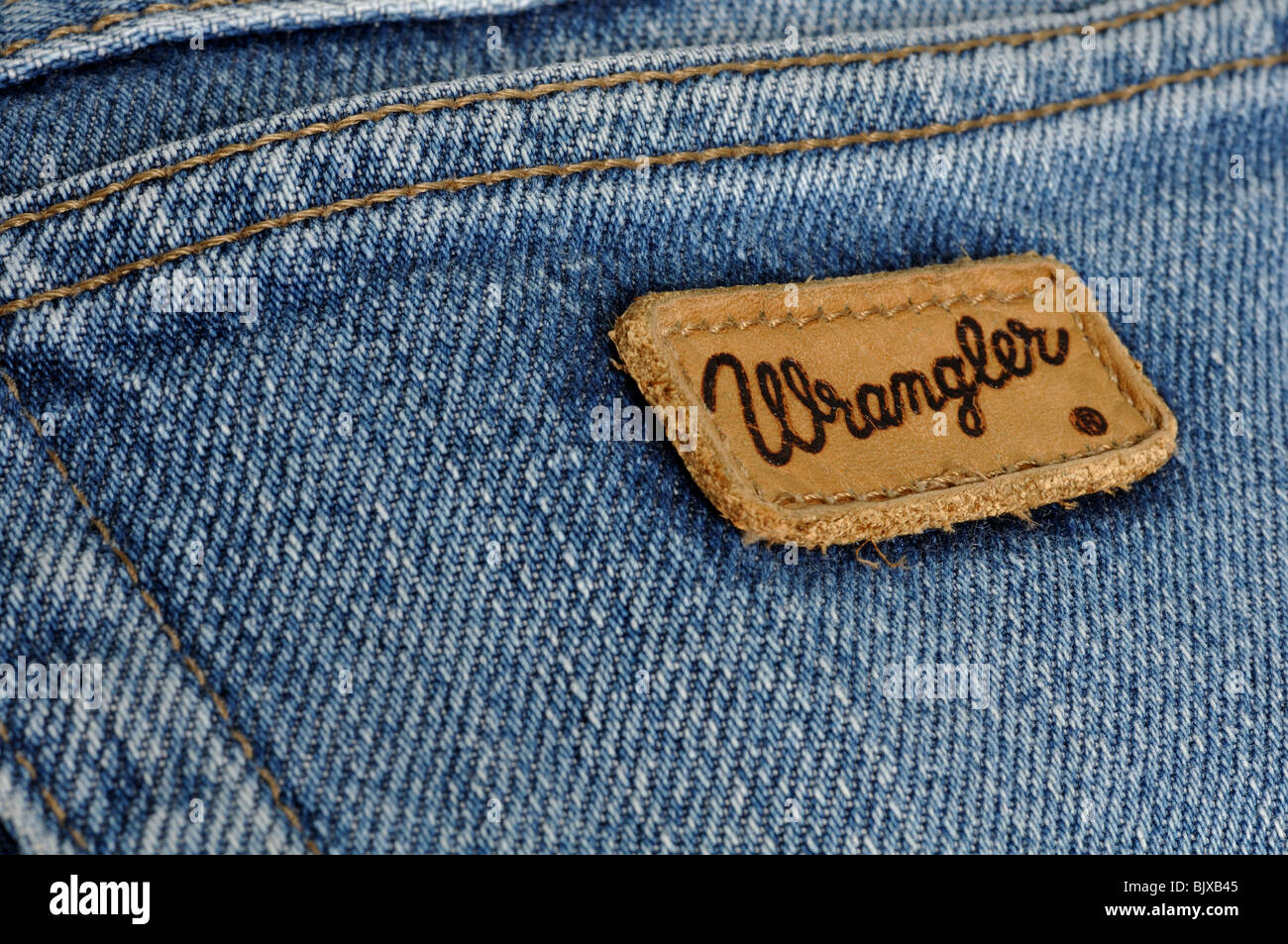 Wrangler denim blue jeans Stock Photo - Alamy