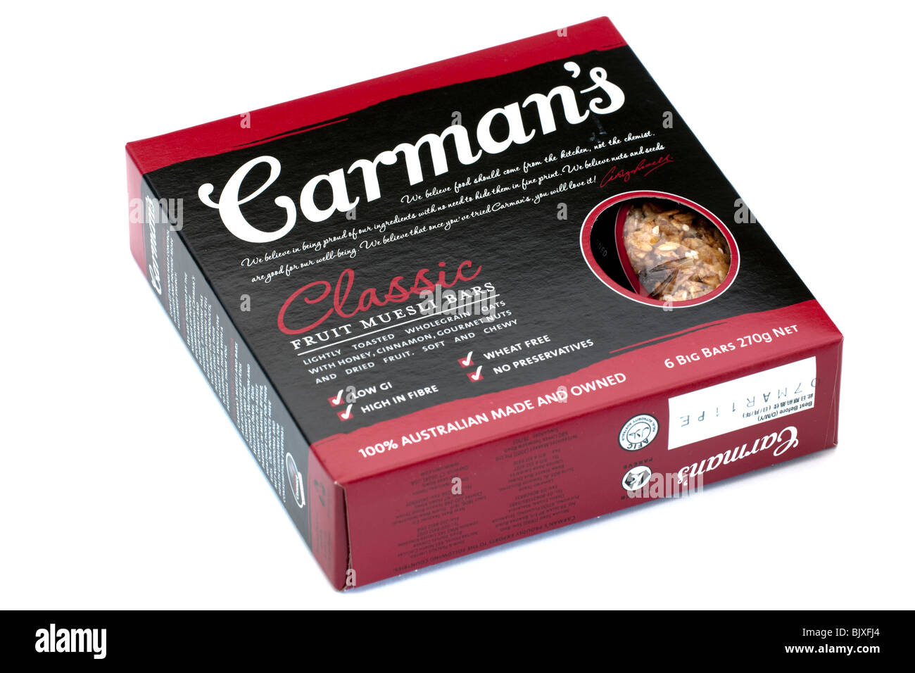 Box of Carman's Classic fruit muesli bars Stock Photo