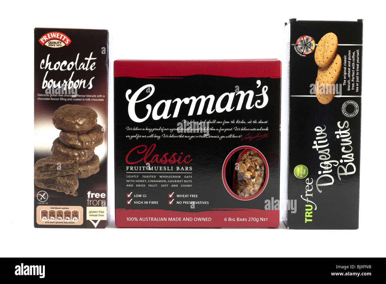 Three boxes of biscuits Stock Photo Alamy