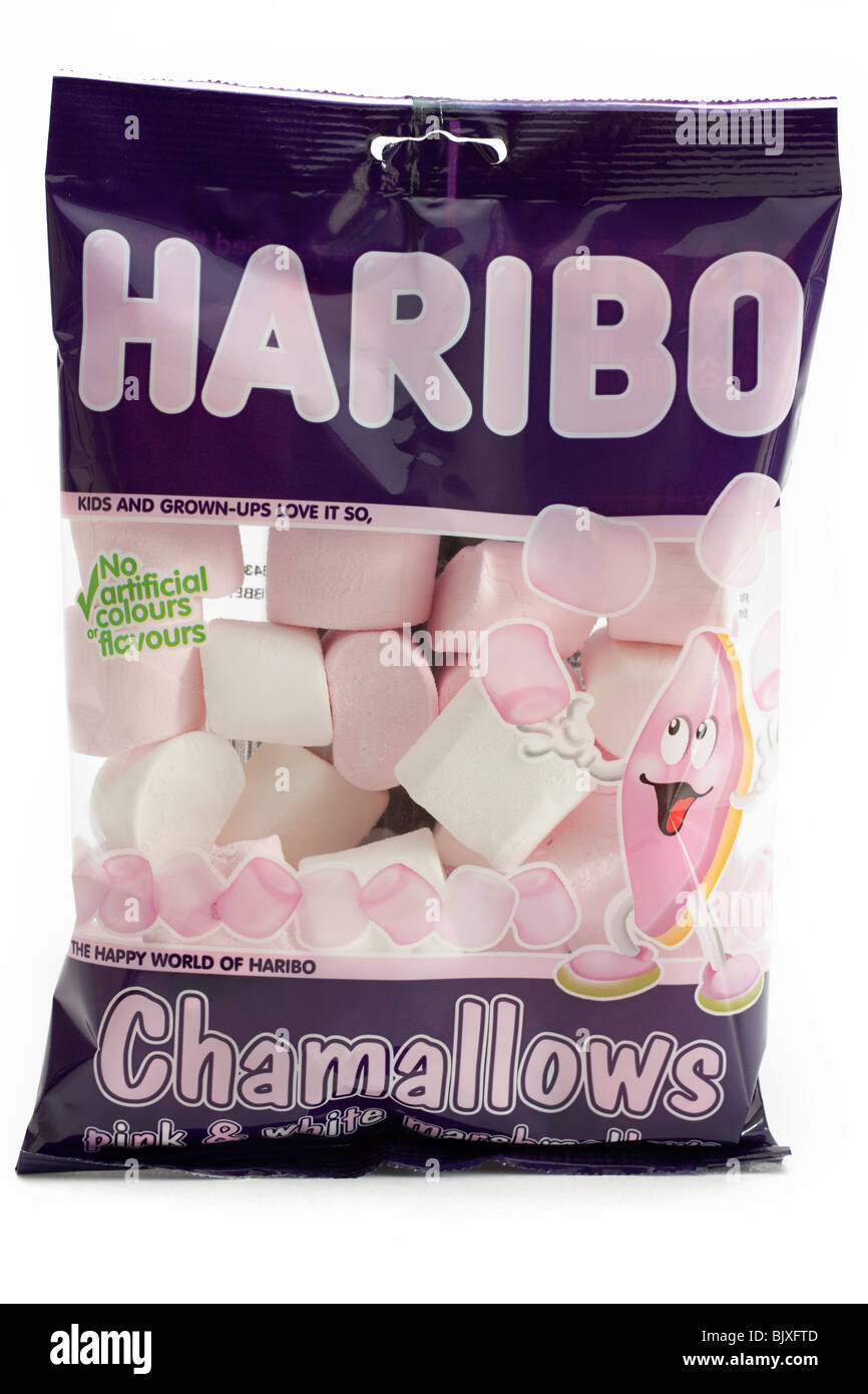 Bag of Haribo Chamallows pink and white Marshmallows Stock Photo