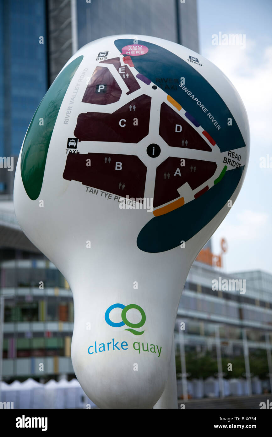 Map of Clarke Quay, showing public toilet locations, Singapore Stock