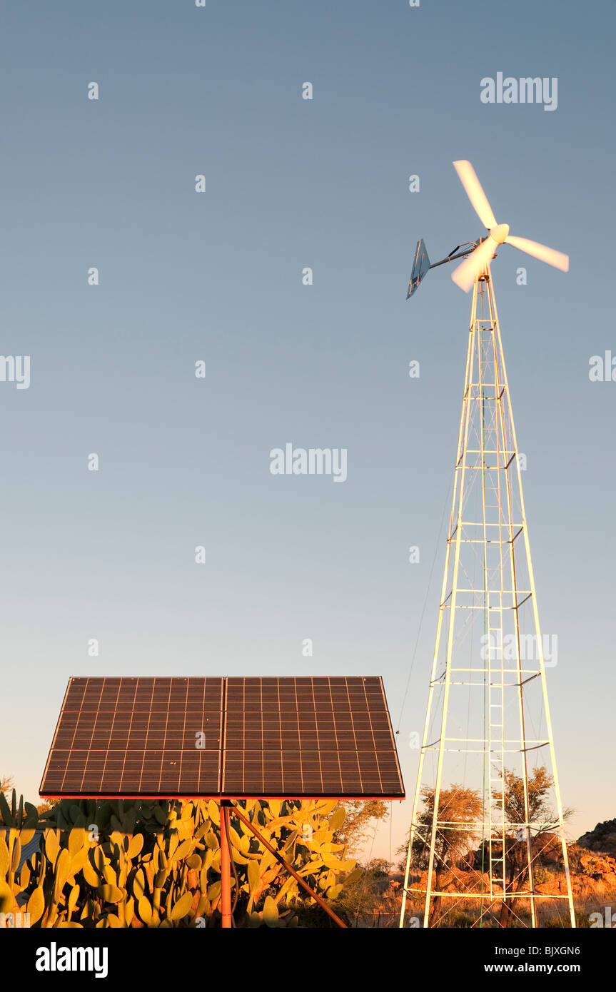 Solar panel wind turbine desert hi-res stock photography and images - Alamy